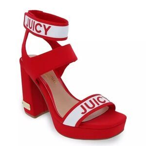 BRAND NEW JUICY COUTURE WOMEN'S GLISTEN PLATFORM STRETCH HEEL SANDALS G1